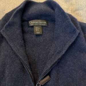 Christian Lacroix Men's Dark Blue Zip-Up Sweater